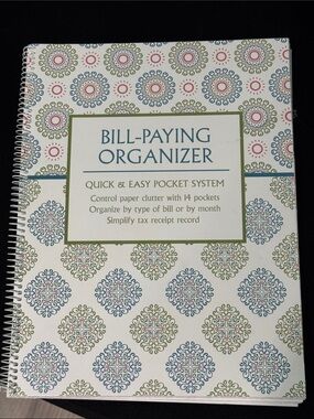 💵💸📖📒STAY ORGANIZED! Bill-Paying Organizer Spiral Binder - Blue, Green, Cream